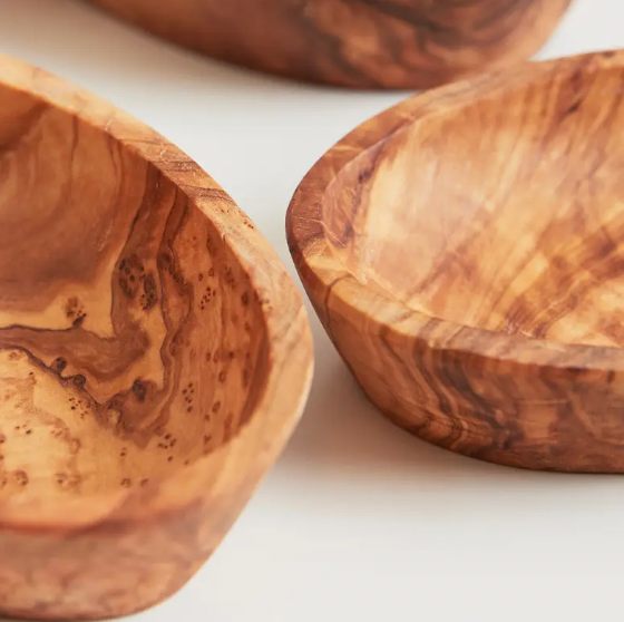 Italian Olive Wood Aperitivo Bowls - Set of 4