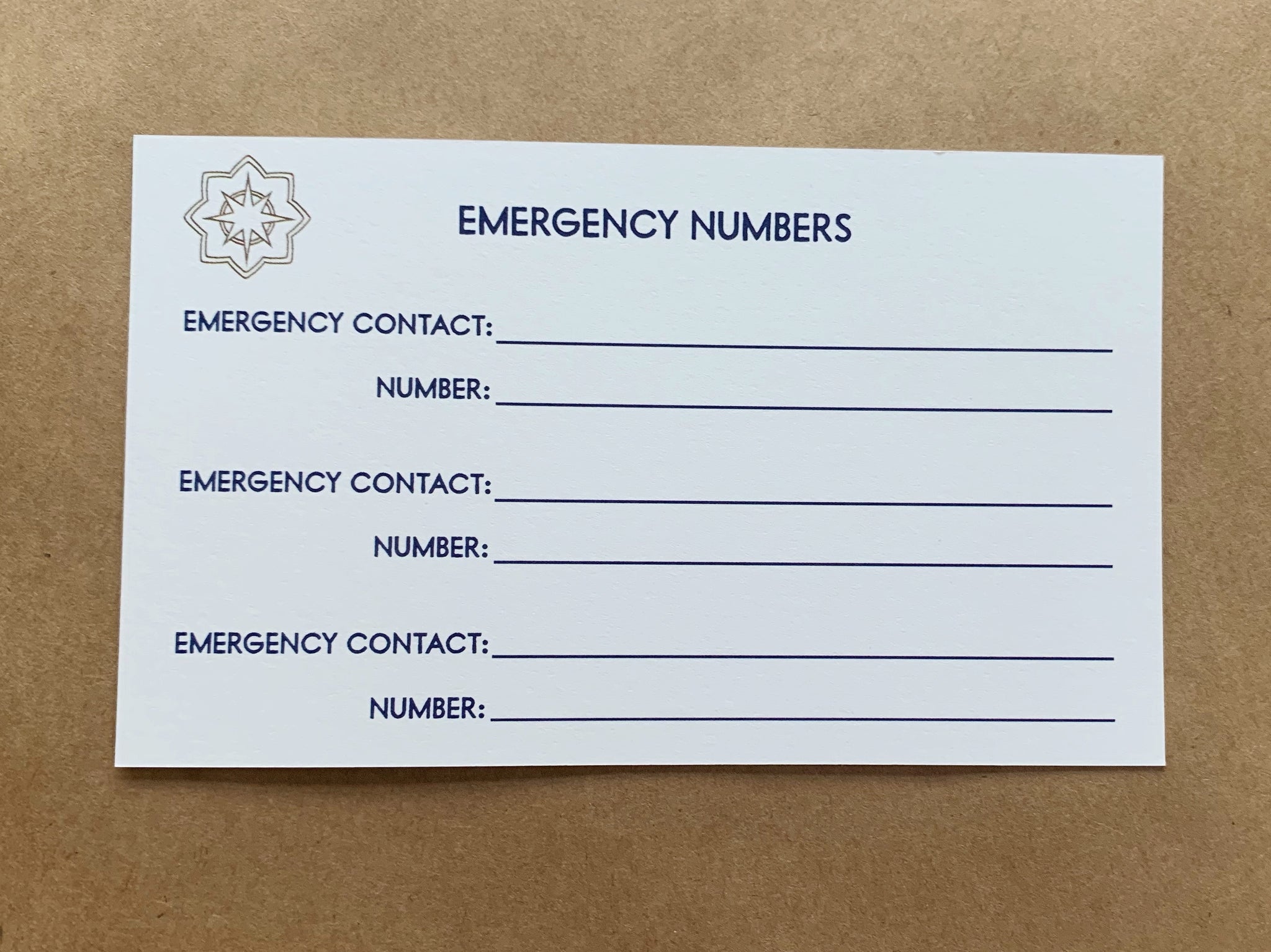Emergency Contact Cards (Pack of 10)